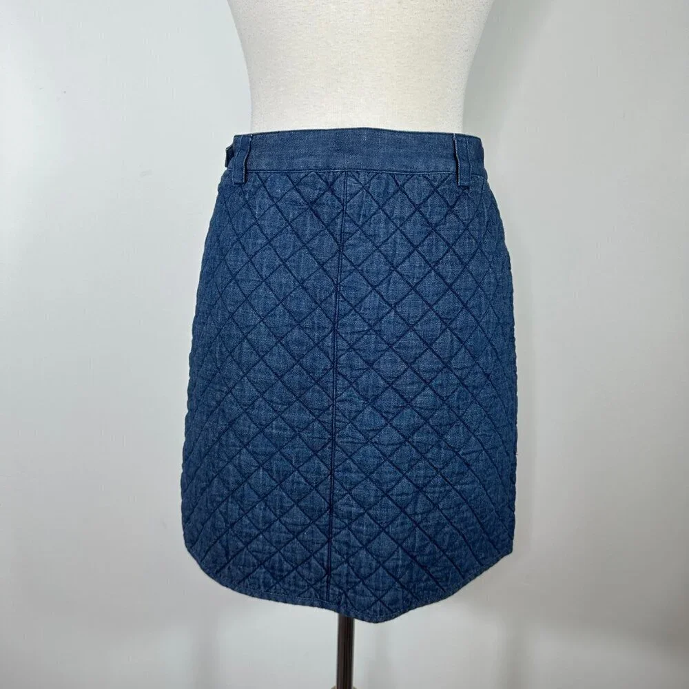 BROOKS BROTHERS Red Fleece Womens' Blue Denim Quilted Mini Skirt Size 6